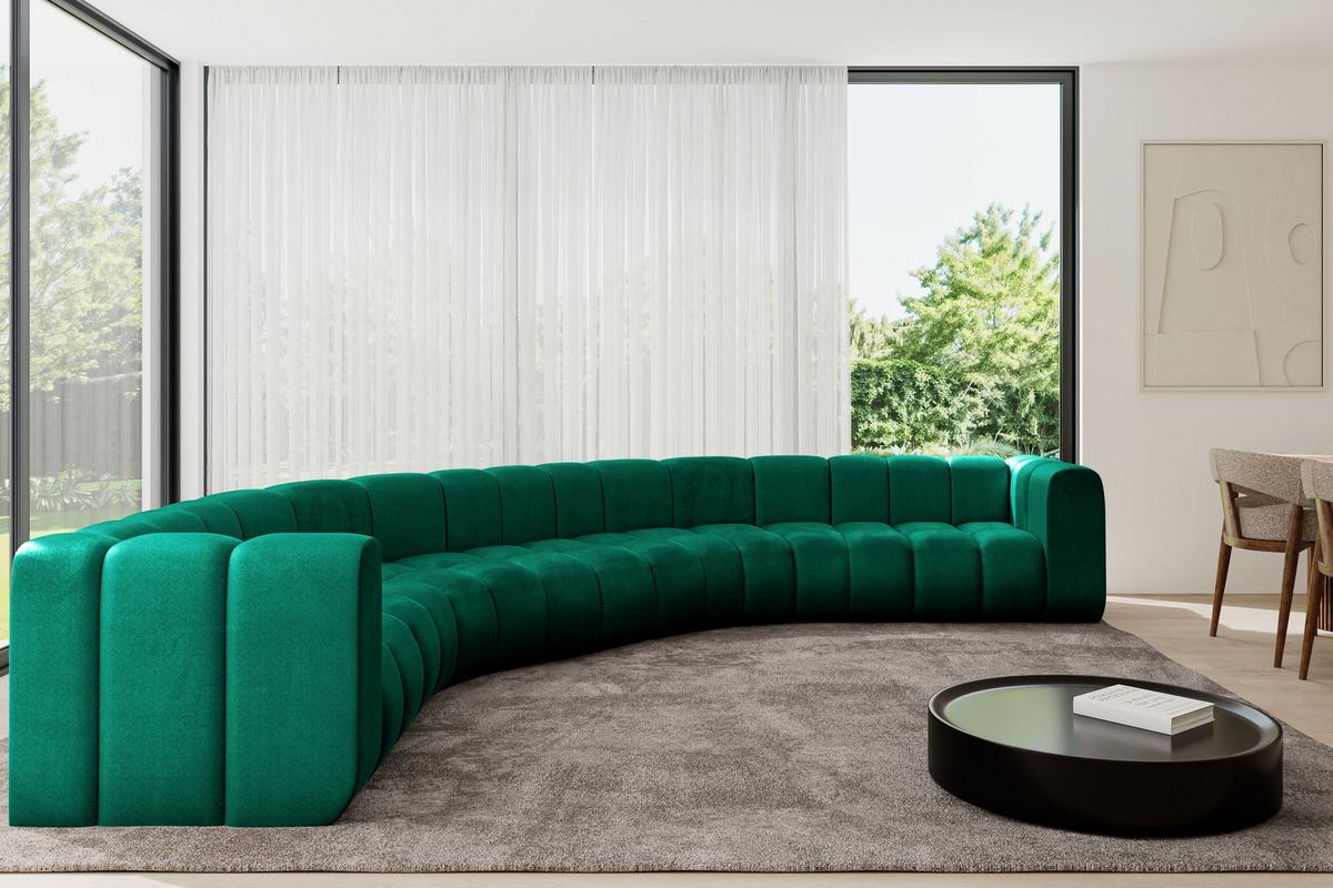 WOHNLANDSCHAFT modulares Sofa Lazro-U1 - 373x373x70 cm Grün - Dunkelgrün, Holzwerkstoff/Textil (373/70/373cm) - ALTDECOR