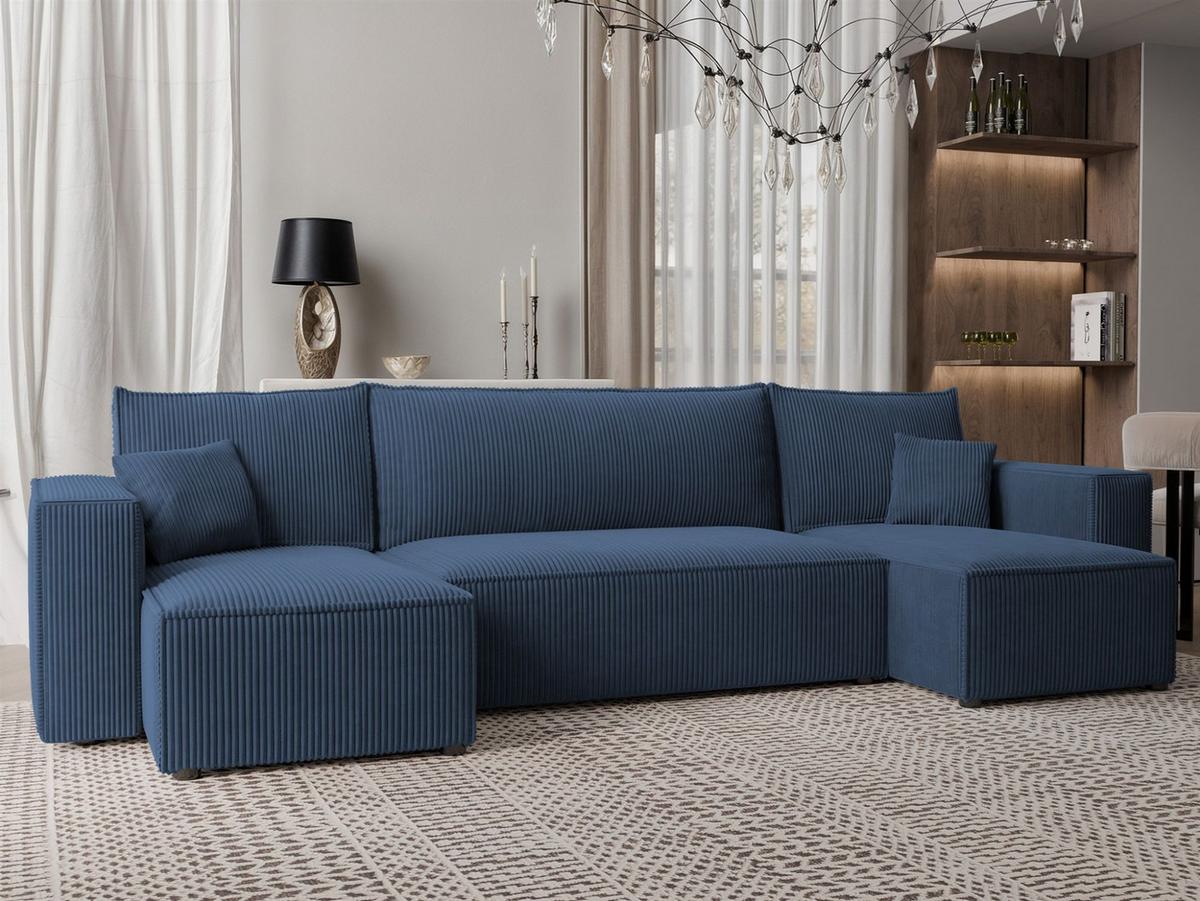 WOHNLANDSCHAFT Adara Schlaffunktion - Blau, Holzwerkstoff/Textil (312/83/145cm) - Fun Möbel