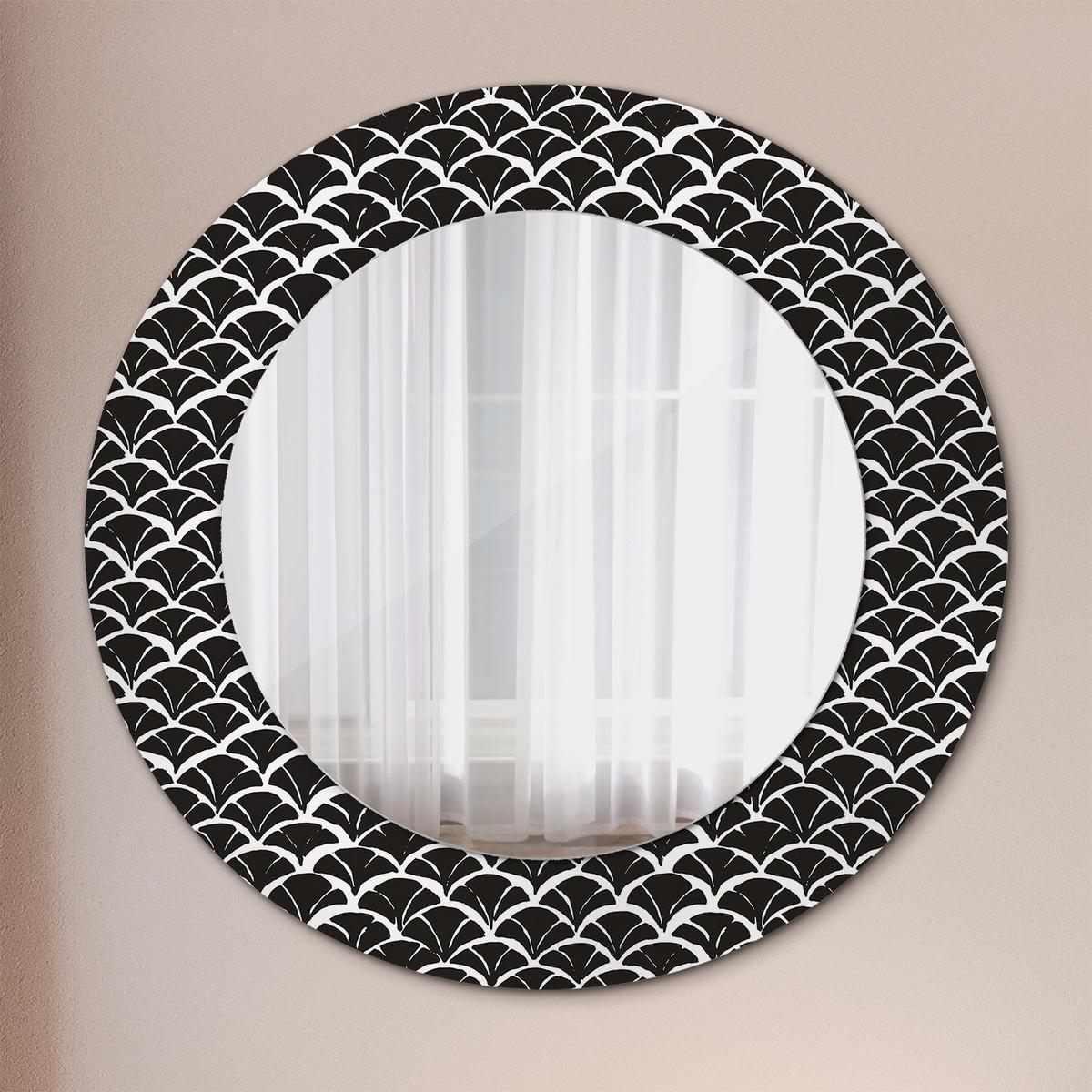SPIEGEL Rund Ø 50 cm mit Aufdruck - Schwarz, Glas (50/50/0.4cm) - Wallfluent