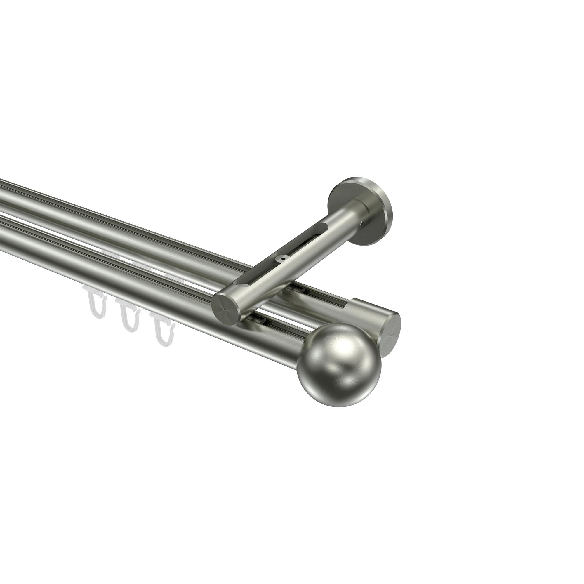 GARDINENSTANGE INNENLAUF Siteno Luino 100 cm, 2-läufig, 20 mm Ø Edelstahl-Optik - Edelstahlfarben, Metall (100cm) - INTERDECO