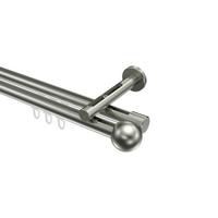 GARDINENSTANGE INNENLAUF Siteno Luino 100 cm, 2-läufig, 20 mm Ø Edelstahl-Optik - Edelstahlfarben, Metall (100cm) - INTERDECO