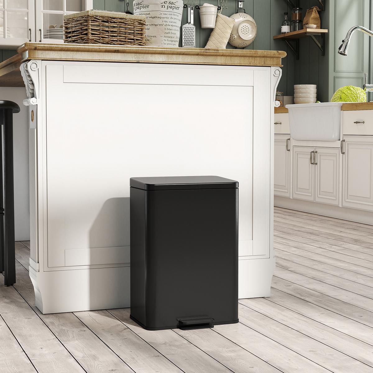 MÜLLEIMER Edelstahl Kunststoff Schwarz - Schwarz, Metall (30.6/44.2/34.2cm) - HOMCOM