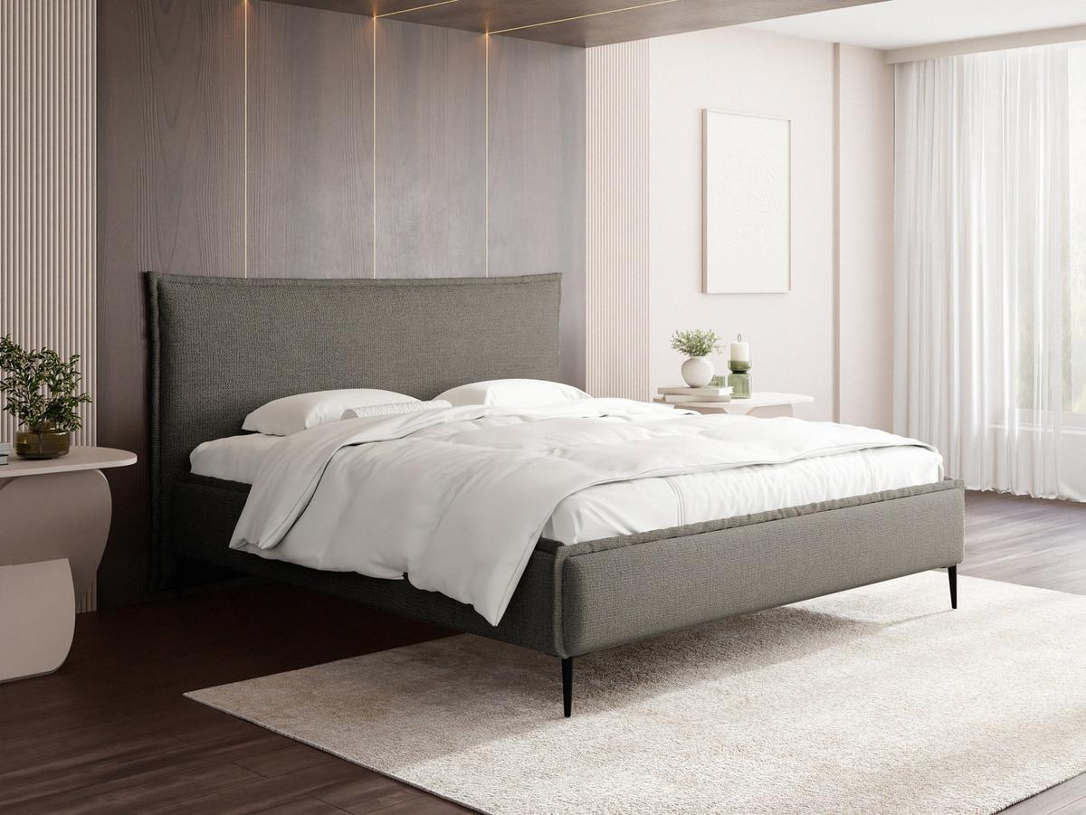 POLSTERBETT Pillow Rise mit Bettkasten, Lattenrost & hohen Metallfüßen in Taupe Chenille 200x200 cm - Taupe/Beige, Holz/Holzwerkstoff (200/200cm) - WFL GROUP