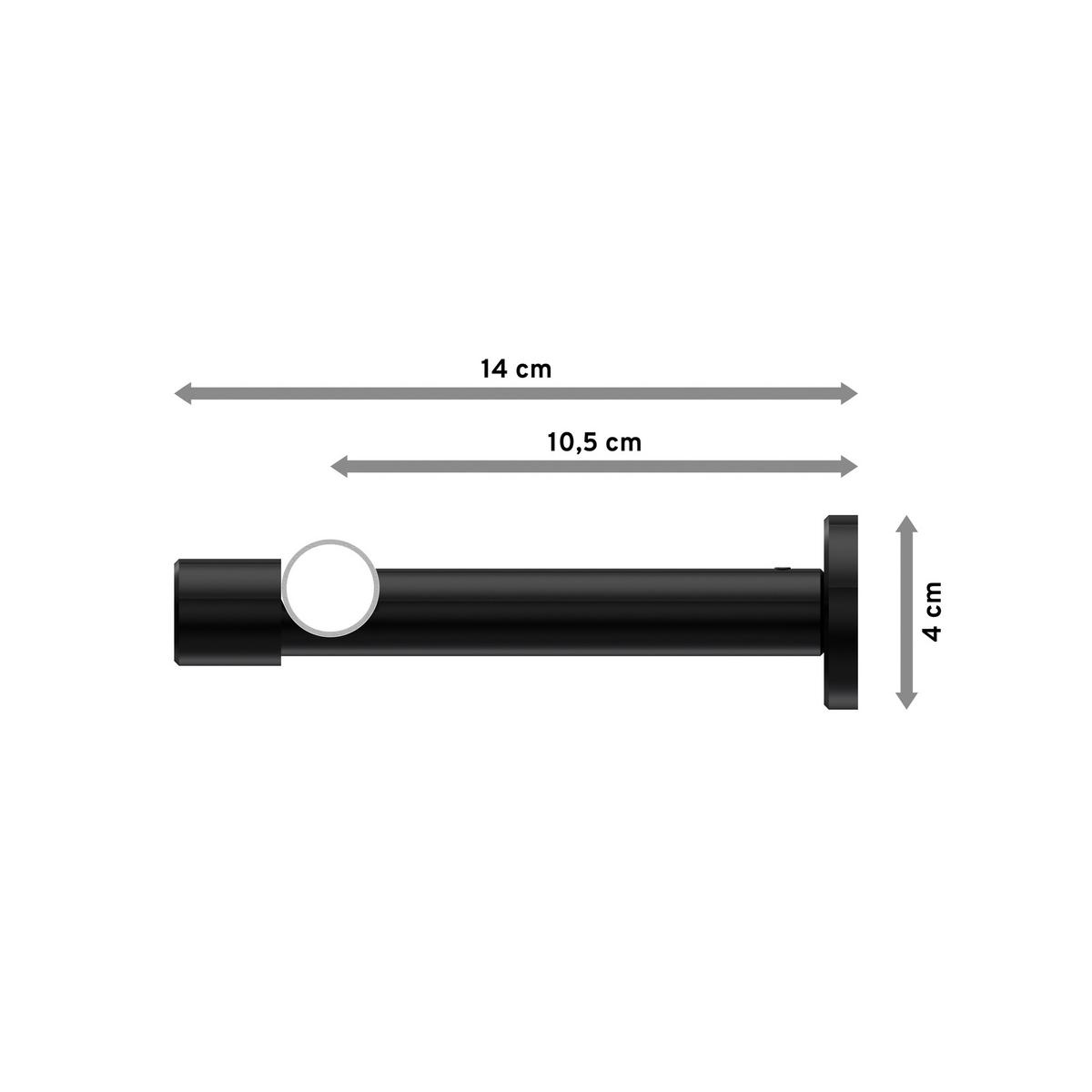 GARDINENSTANGE Prestige Elanto 240 cm (geteilt in 2 x 120 cm), 1-läufig (ohne Ringe), 20 mm Ø Schwarz - Schwarz, Metall (240cm) - INTERDECO