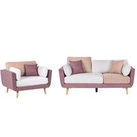 SOFA-SET 4-Sitzer Stoff Rosa Bolga - Pink/Weiß, Textil (185/89/83cm) - Beliani