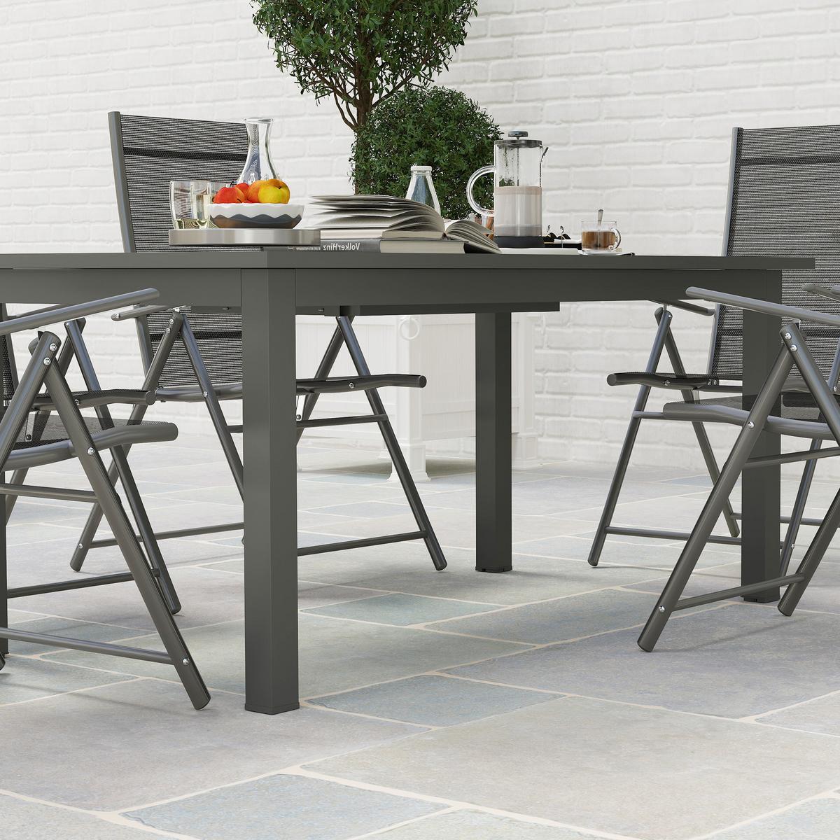 GARTENTISCH Erweitert Aluminium 160/220 x 90 cm - Grau, Metall (220/90/73cm) - Outsunny