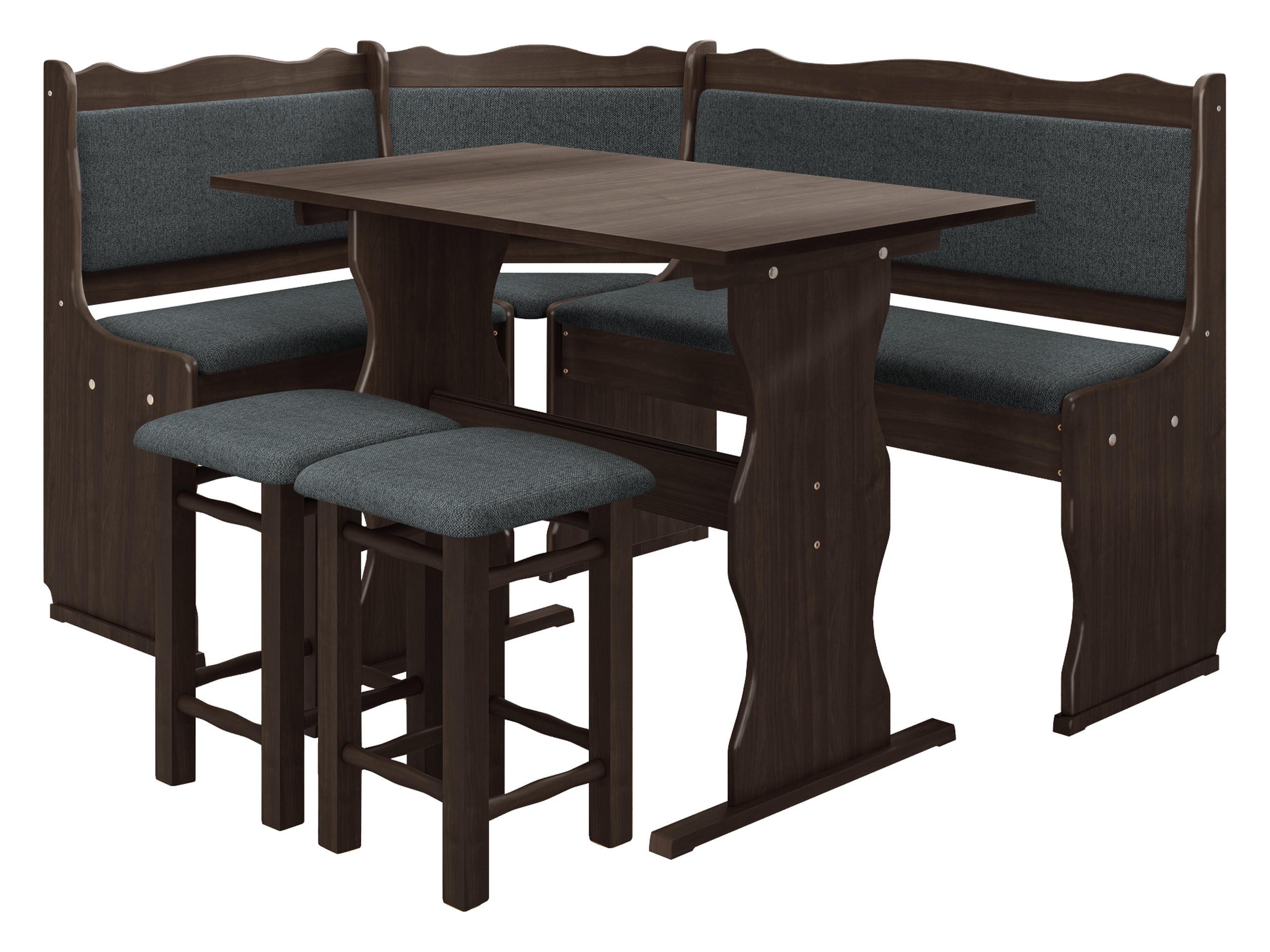 ECKBANKGRUPPE Mini - Dunkelgrau/Nussbaumfarben, Holz (145/87/105cm) - MIRJAN24