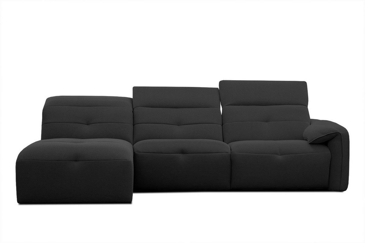ECKSOFA TRENTO 4-Sitzer mit 1 Relaxfunktion, schwarz - Schwarz, Holzwerkstoff/Kunststoff (165/262cm) - Wozimo