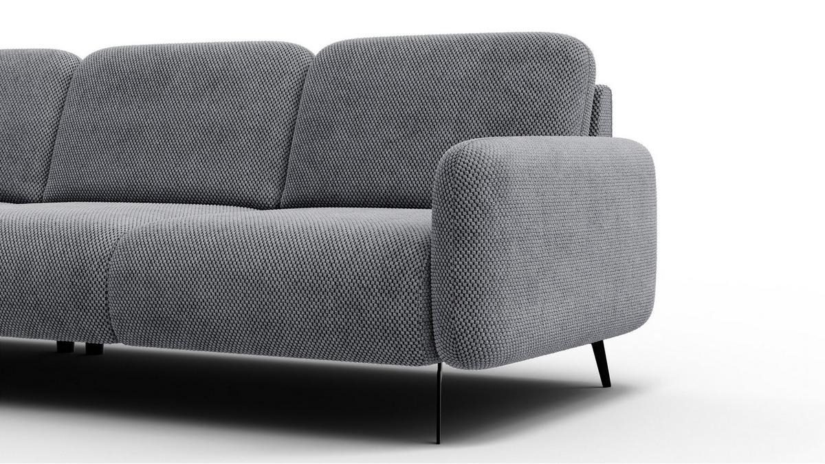 ECKSOFA FEBE 5-Sitzer links, grau - Schwarz/Grau, Holz/Textil (271/190cm) - Wozimo