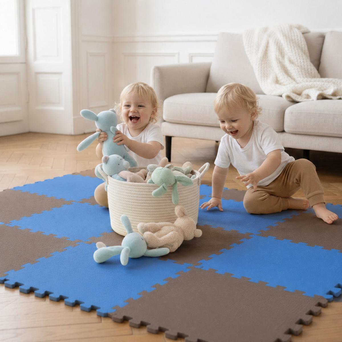 SPIELMATTE ab Null - 180/90/1 cm Puzzlematte Grau - Blau/Grau, Kunststoff (30/30cm) - Littletom