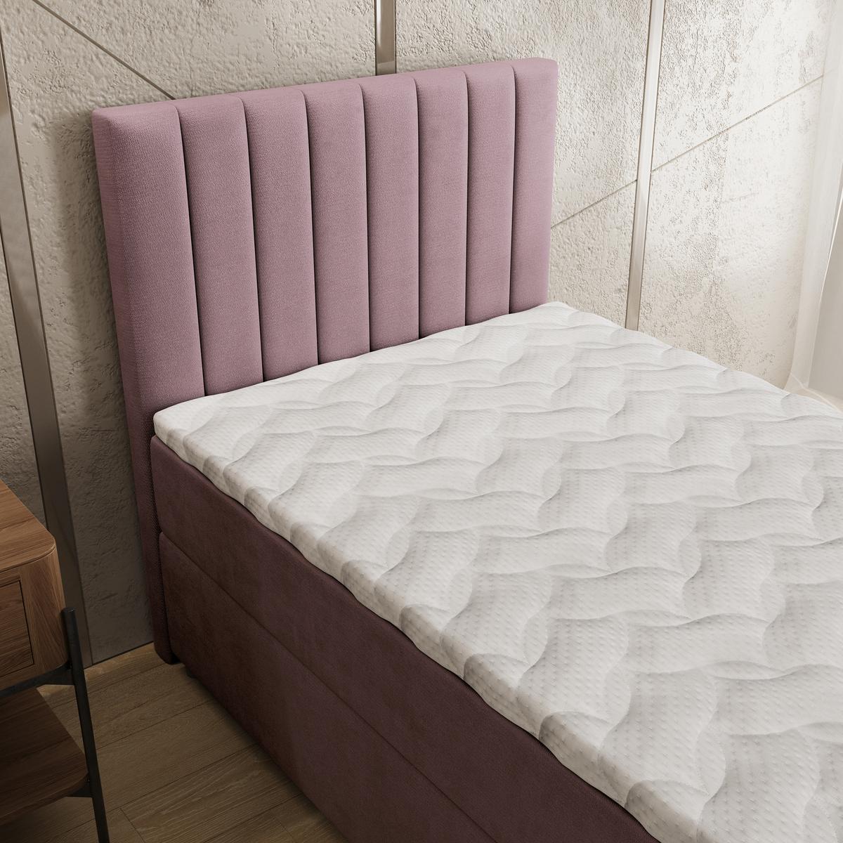 BOXBETT BRESEL 90 90x200 cm mit Matratze und Topper, H2+H3 - Rosa - Rosa, Holz (90/200cm) - MASSENO