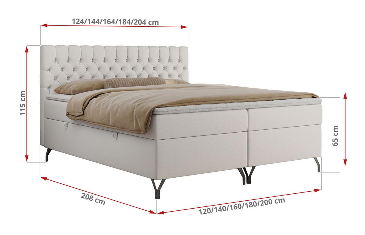 BOXBETT GRIMALDI 140/200 Weiß Kunstleder - H4 - Weiß, Holz/Textil (140/200cm) - MKS