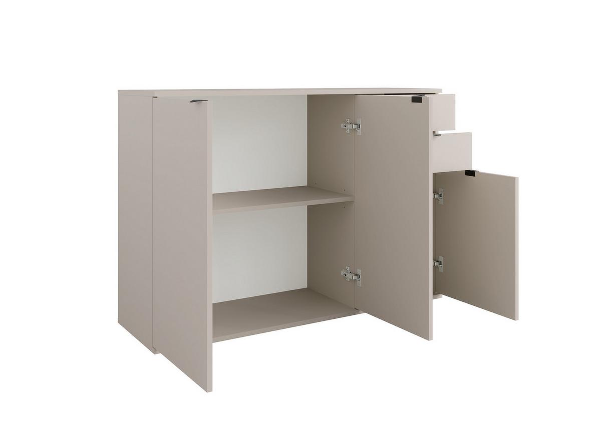 KOMMODE METRIX 120/82,5/35cm mit 2 Schubladen 3 Türen Kaschmir - Kaschmir, Holzwerkstoff (120/82.5/35cm) - MASSENO