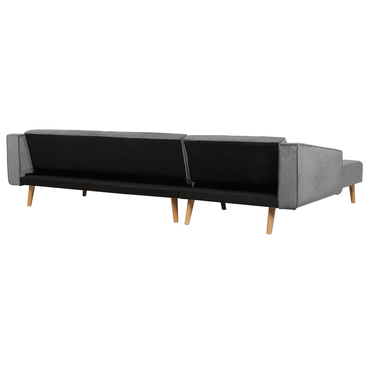 ECKSOFA Samtstoff Grau Vadso - Grau, Textil (303/98cm) - Beliani