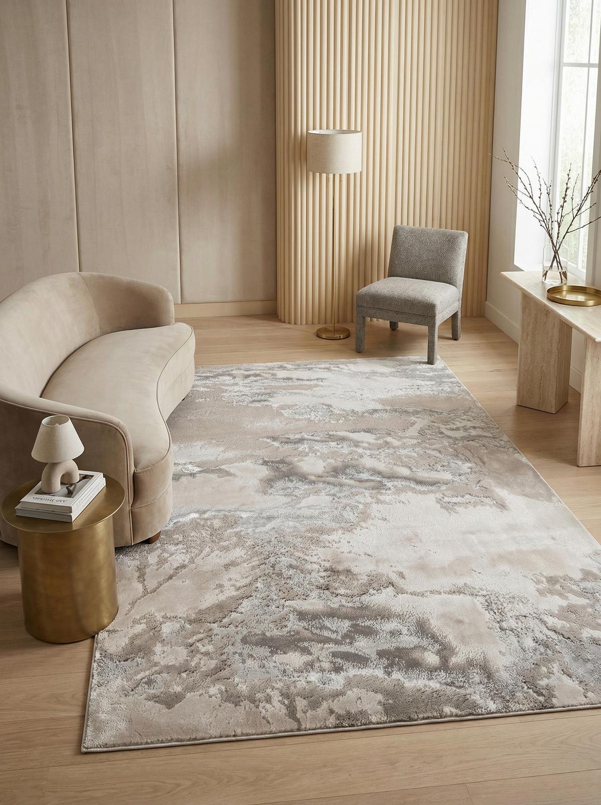 TEPPICH SARNTAL, abstrakt, Silbergrau, 120 x 170 cm - Silberfarben, Textil (170/120cm) - KADIMA DESIGN