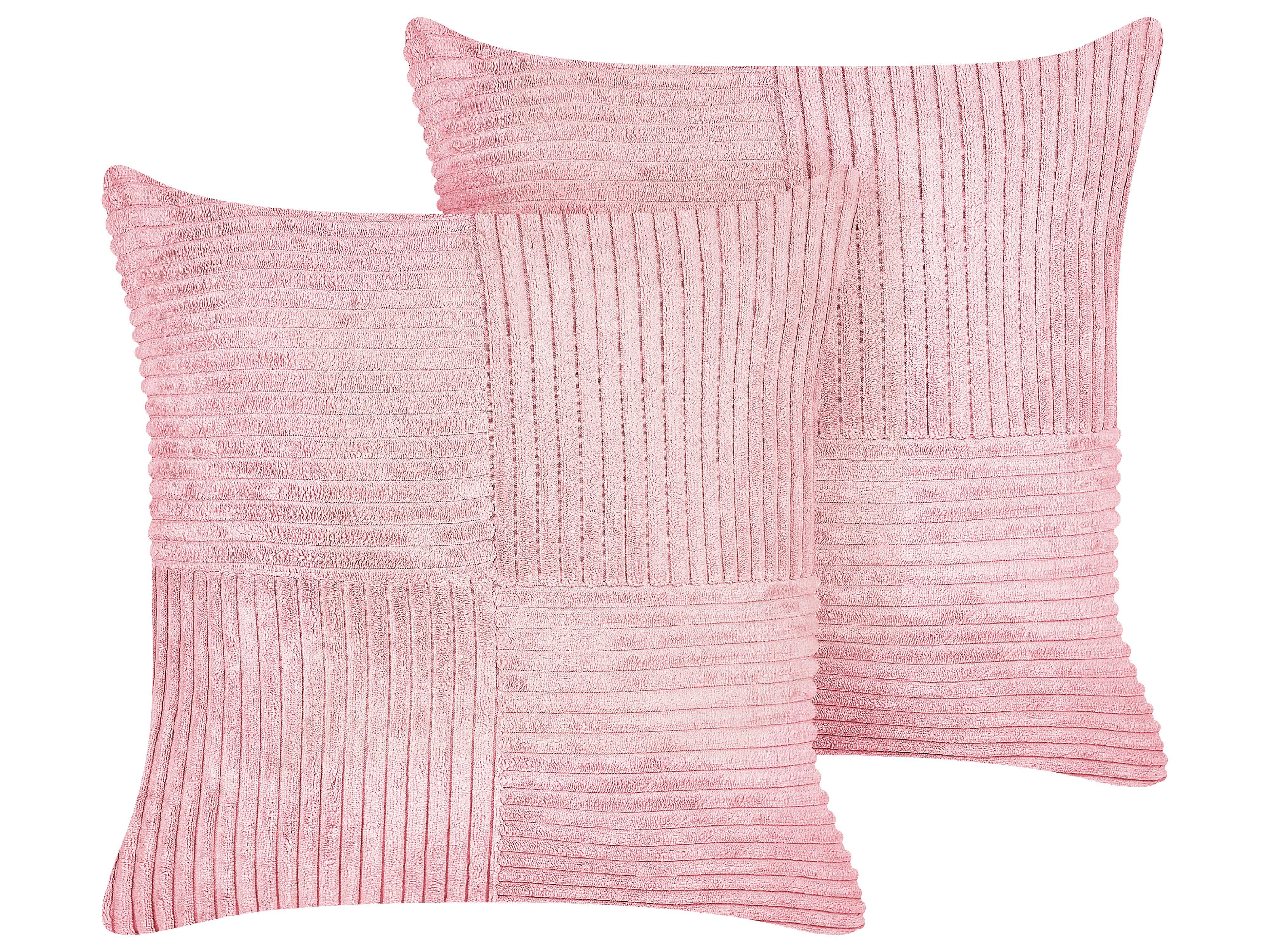 DEKOKISSEN CORD 2er-Set Rosa 43/43 cm Millet - Pink, Textil (43/43cm) - Beliani