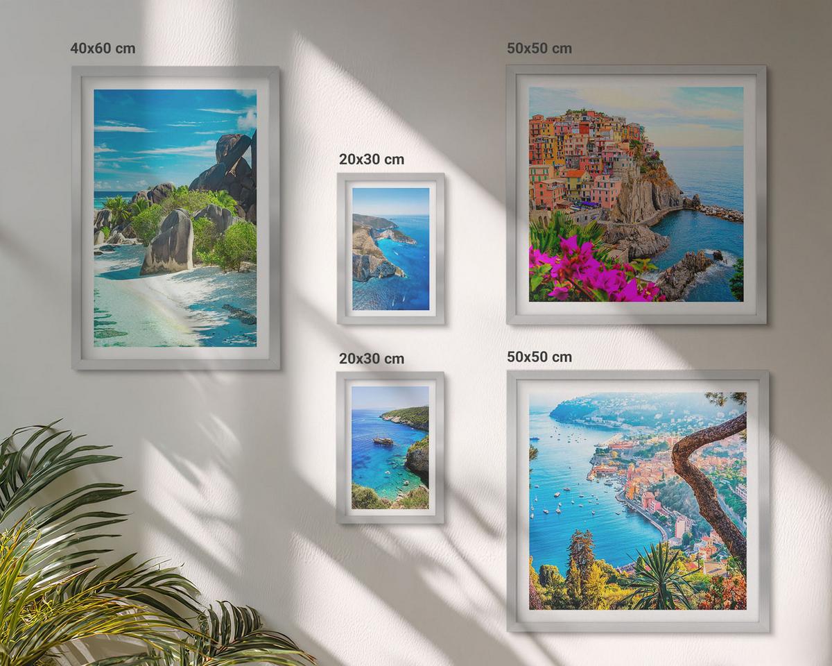BILDER SET 5er Set - 50x50 cm & 20x30 cm & 40x60 cm Silberner Rahmen - Winterwald-Blaublume - Silberfarben, Kunststoff (40/60cm) - TULUP