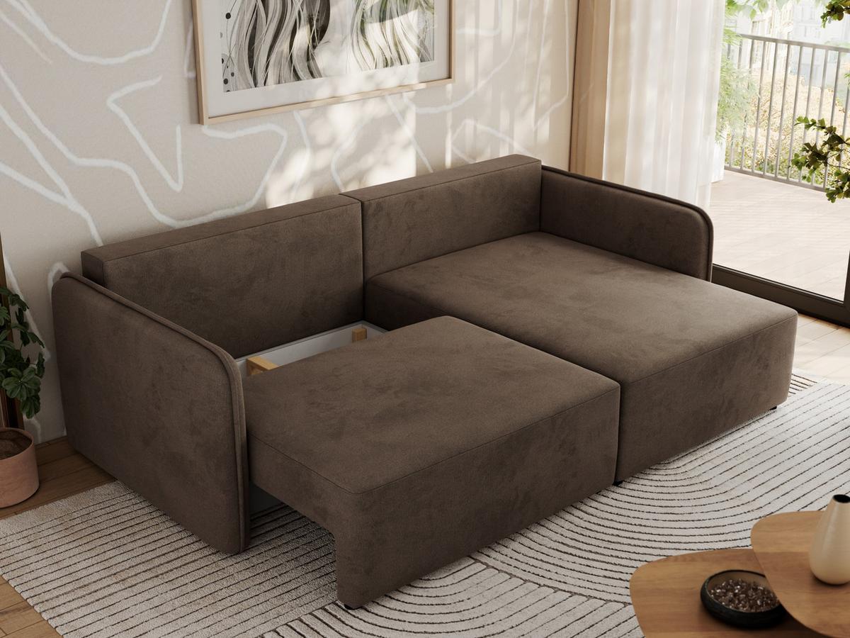 ECKSCHLAFSOFA MESTO L Braun Velvet - rechts - Schwarz/Braun, Kunststoff/Textil (147/227cm) - MKS