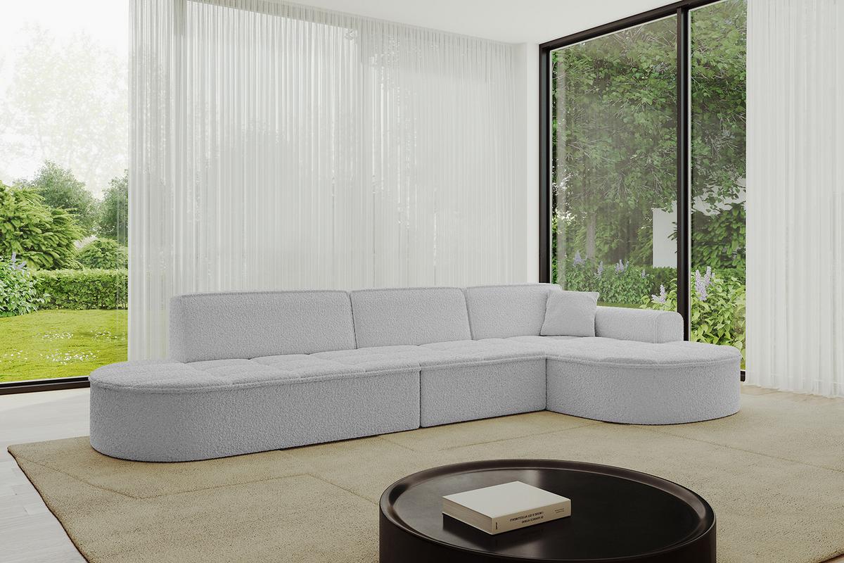 ECKSOFA Ottomane Rechts TARO-L2 - 328x171x79,5 cm Hellgrau - Hellgrau, Holzwerkstoff/Textil (328/171cm) - ALTDECOR