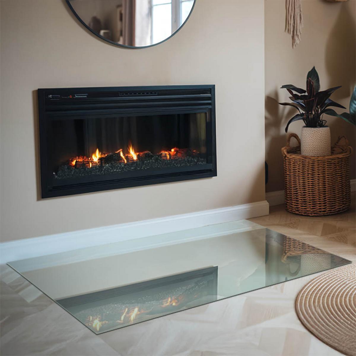 GLASPLATTE für Kamin 120x80 cm - Türkis, Glas (120/80/0.4cm) - TULUP