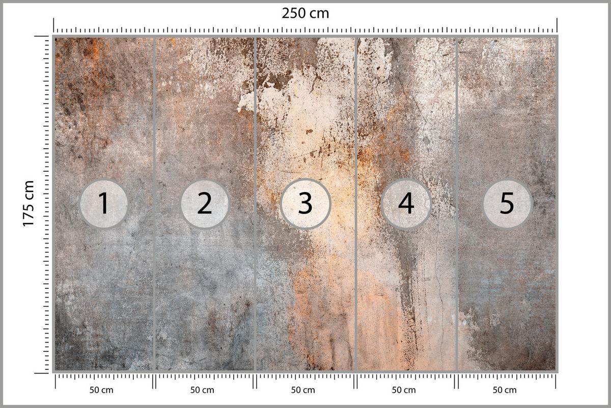 FOTOTAPETE für Wohnzimmer Beton Abstraktion 250x175 - Beige/Orange, Papier (250/175cm) - Muralo