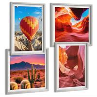 BILDER SET 4er Set - 50x50 cm & 40x60 cm Silberner Rahmen - Landschaften von Wüstenschluchten - Silberfarben, Kunststoff (50/50cm) - TULUP