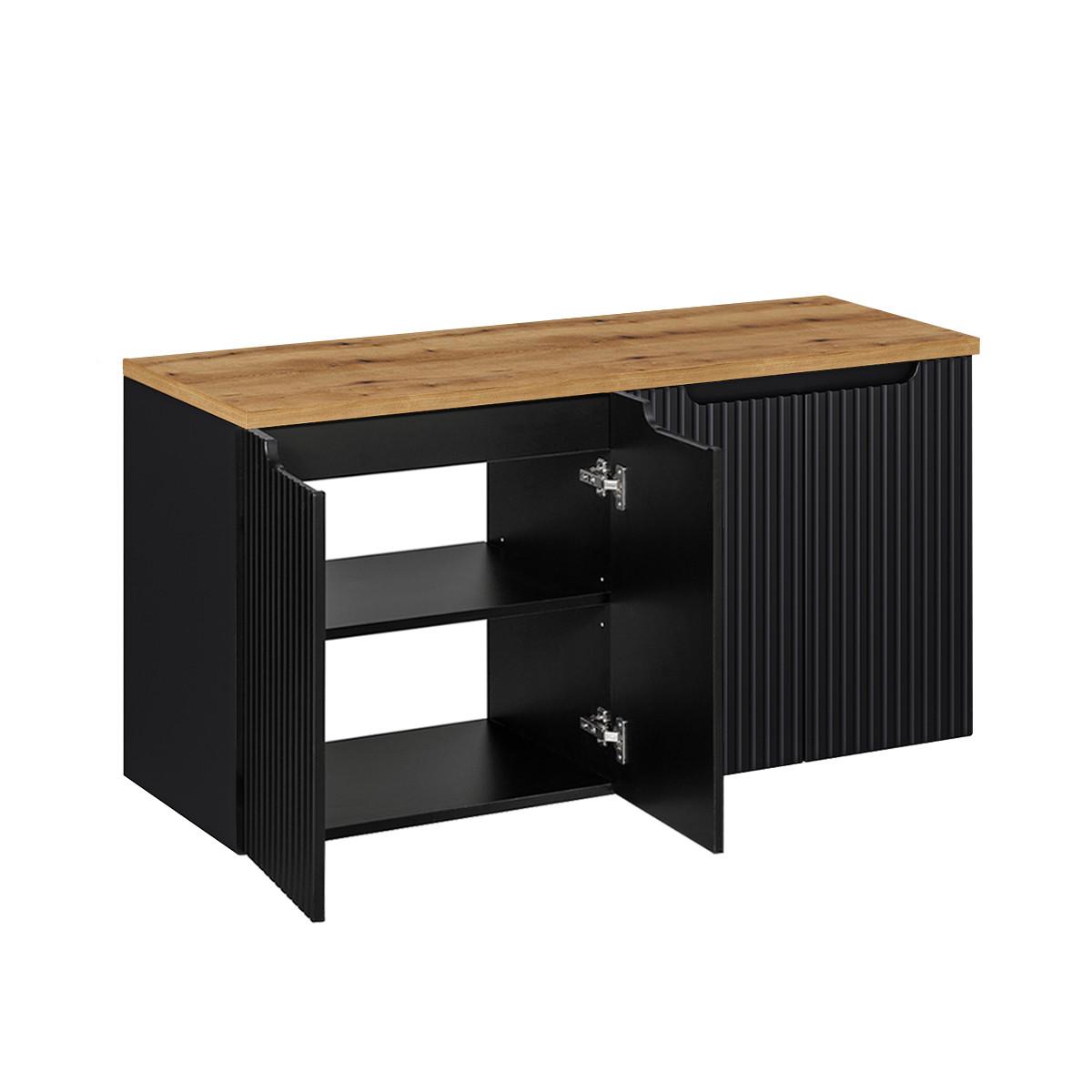 WASCHTISCHUNTERSCHRANK 120cm Riva Schwarz und Holz - Schwarz, Holzwerkstoff (120/57/40cm) - Petits-meubles