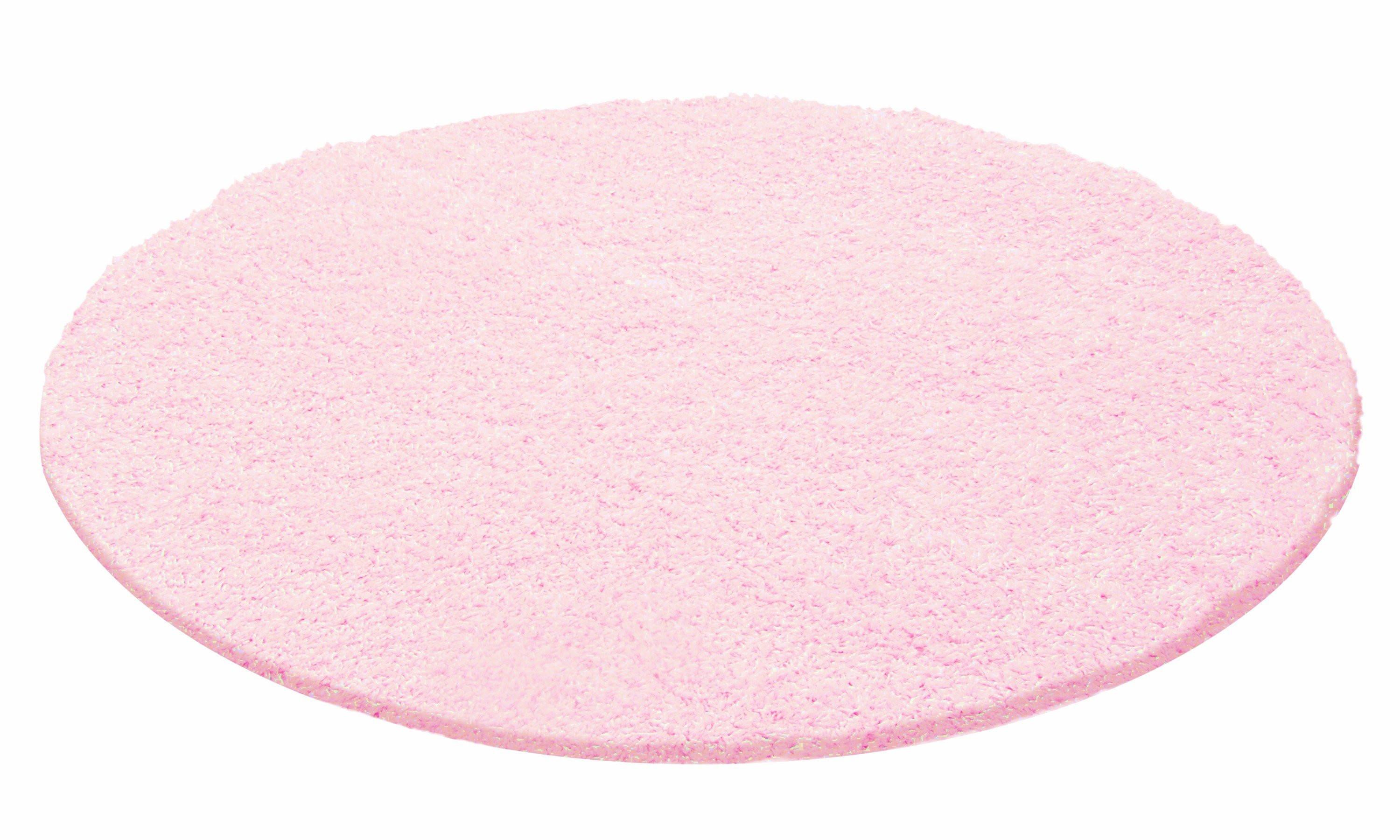 HOCHFLORTEPPICH RHEIN, einfarbig, aus Polypropylen, Rosa, Ø 200 cm - Rosa, Textil (200/200cm) - KADIMA DESIGN
