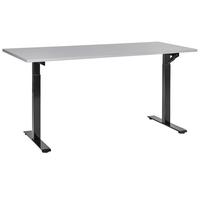 SCHREIBTISCH grauschwarz 160/72 cm manuell höhenverstellbar Destin III - Schwarz/Grau, Holz (72/160/74cm) - Beliani