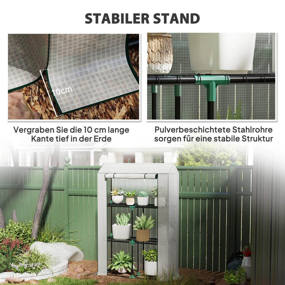 GEWÄCHSHAUS, 100L x 40B x 150H cm - Weiß, Metall (40/150/100cm) - Outsunny