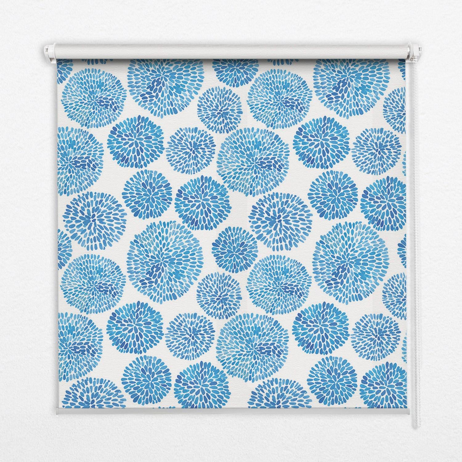 INNENROLLO - Fensterrollo - Rollo - 80x180 cm - Blaue Blütenblattkreise - Blau, Kunststoff (80/180/0.5cm) - TULUP