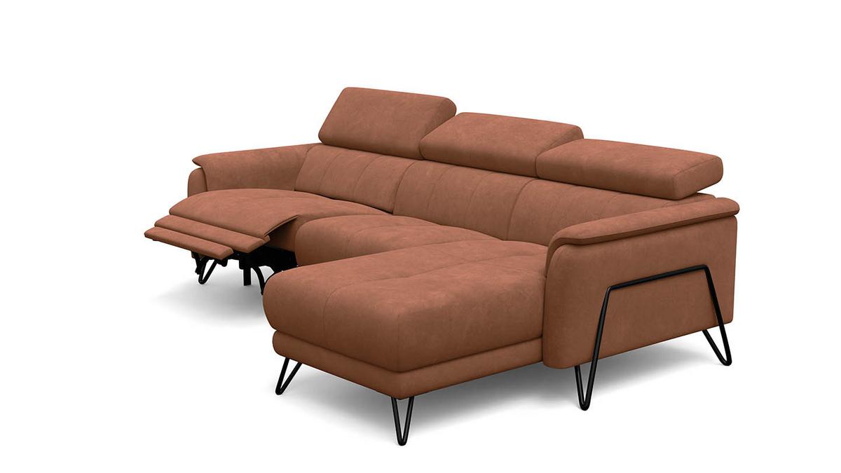 ECKSOFA RODEN 4-Sitzer mit Relax, braun, Veloursstoff - Braun, Holz/Textil (268/92cm) - Wozimo