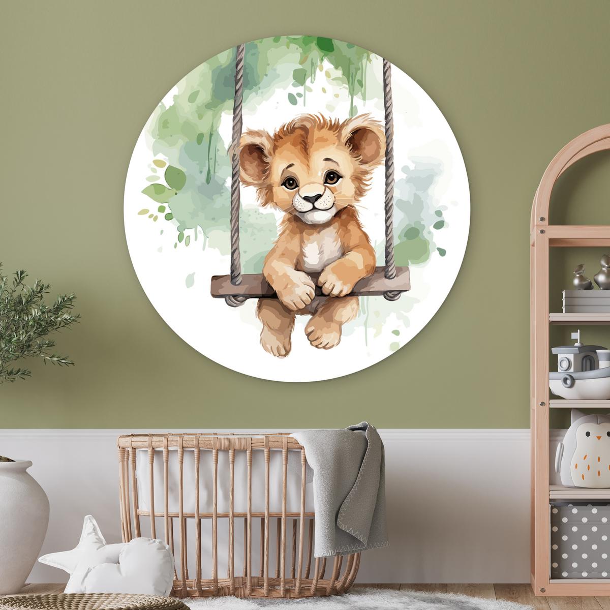 WANDBILD Löwe - Tier - Kinder - Dschungel Deko Groß 150x150 cm - Hellbraun, Kunststoff (150/150cm) - MuchoWow