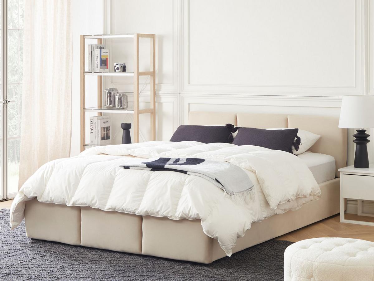 POLSTERBETT 140/200cm Helles Beige Bousse - Beige, Textil (140/200cm) - Beliani