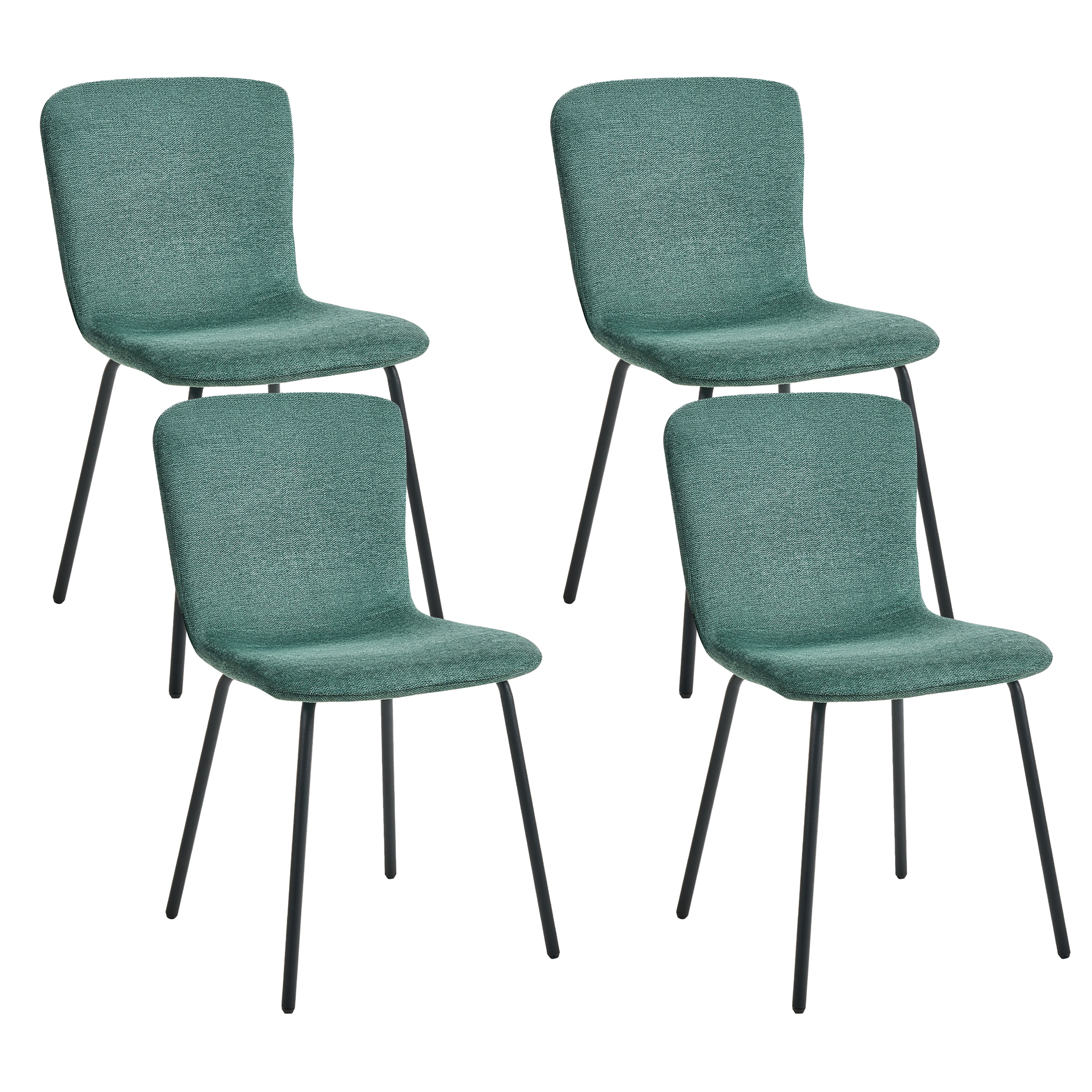 ESSZIMMERSTUHL 4er-Set Grün Caldwell - Schwarz/Grün, Textil (45/80/46cm) - Beliani