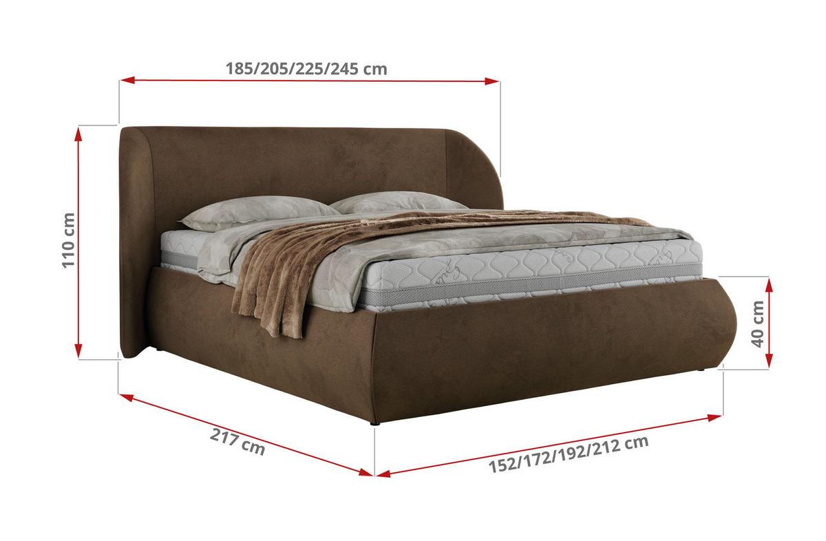 POLSTERBETT CAELA CLASSIC 140/200 - Braun Velvet - Multipocket-Matratze - Braun, Textil (140/200cm) - MKS