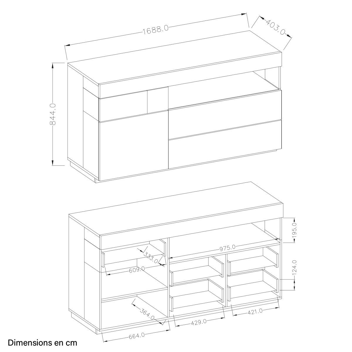 SIDEBOARD Andrea Weiß und Holz - Weiß, Holzwerkstoff (169/85/40cm) - Petits-meubles