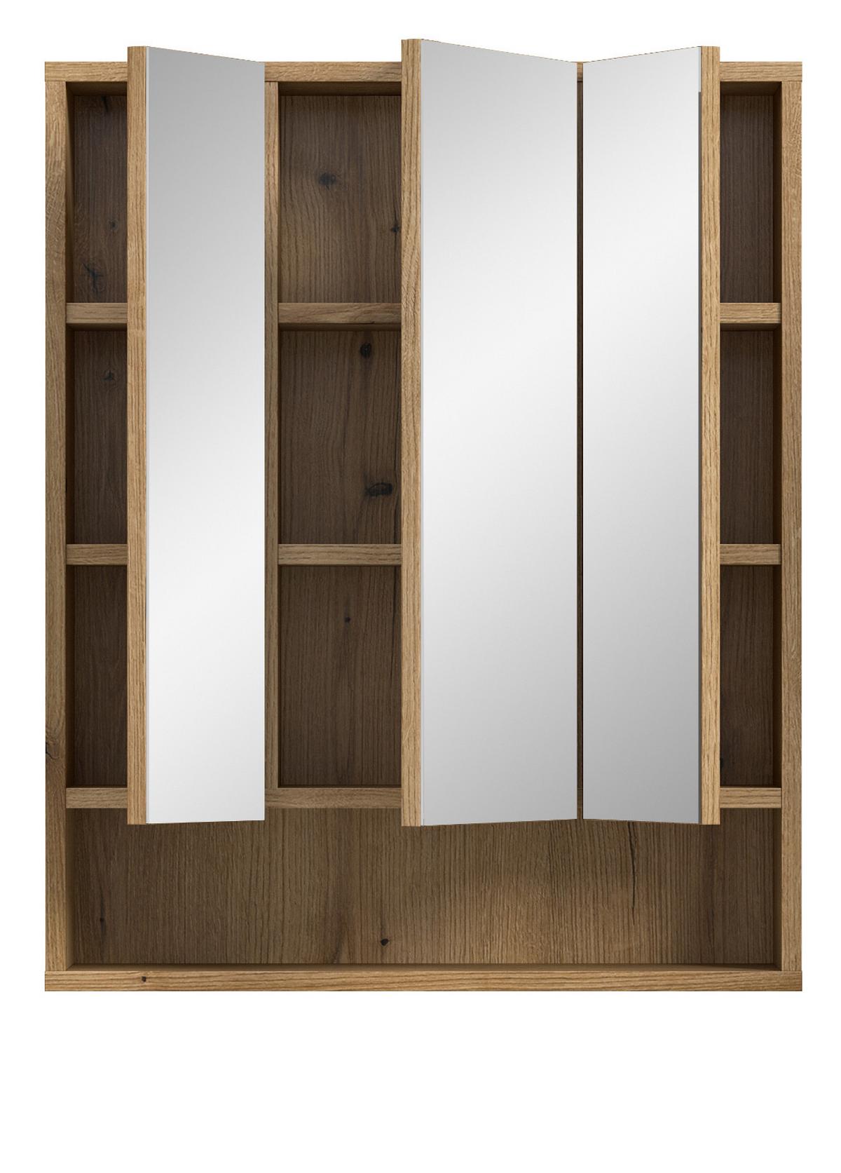 SPIEGELSCHRANK Eiche Evoke 3-türig 60 cm, Badezimmer Schrank mit 10 Fächern - Eichefarben, Glas/Holzwerkstoff (60/74/18cm) - Inn.Furn