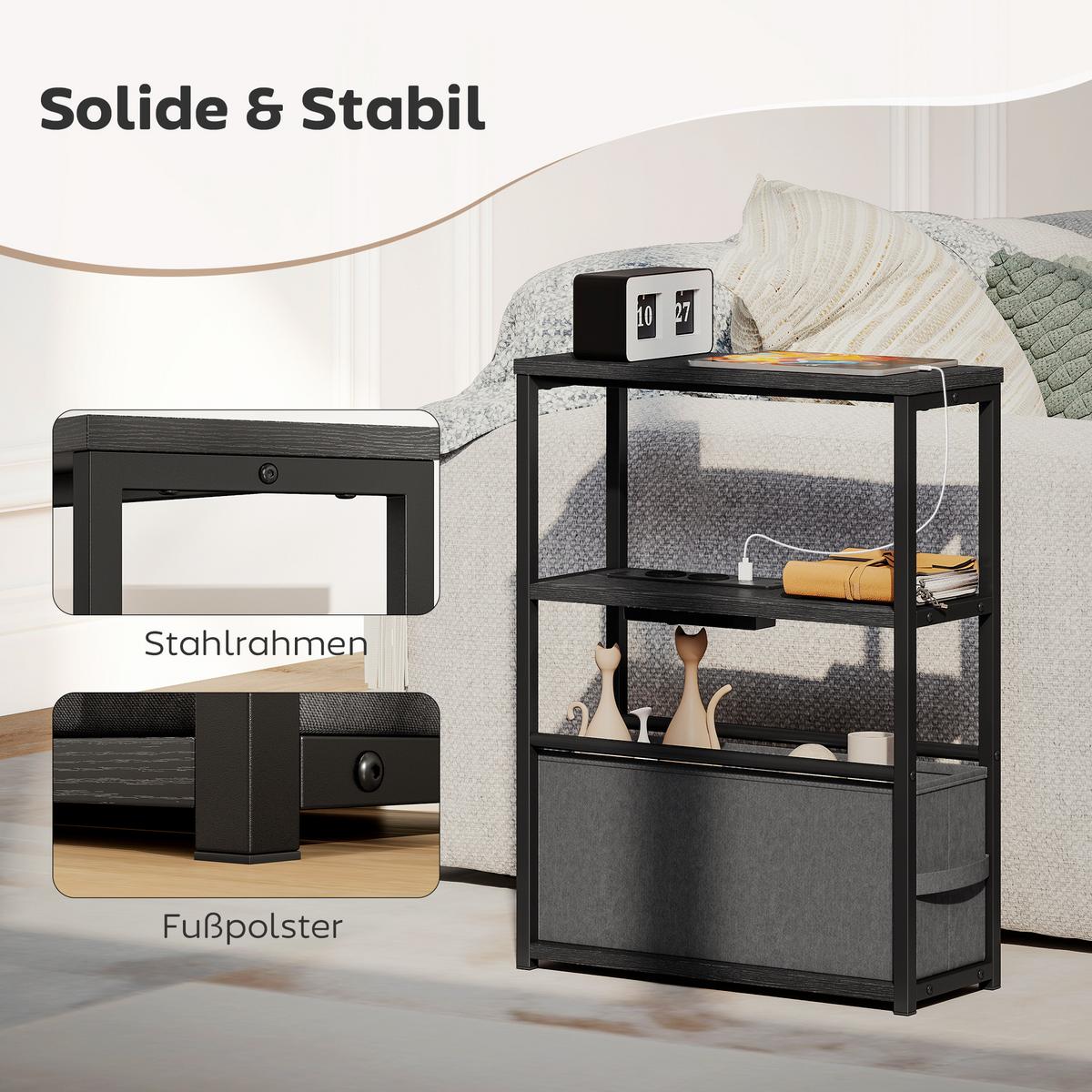BEISTELLTISCH MDF Stahl Schwarz - Schwarz, Holzwerkstoff (45/18/60.2cm) - HOMCOM