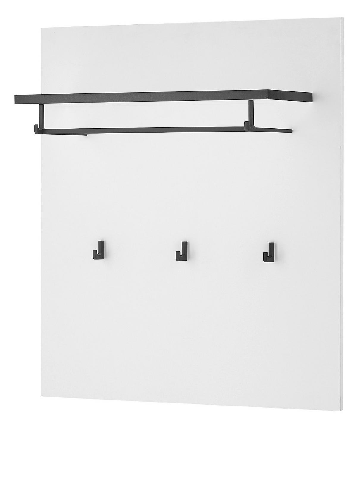 GARDEROBENPANEEL weiß 79 cm, Wandgarderobe mit Kleiderstange - Weiß Hochglanz, Holzwerkstoff/Metall (79/89/25cm) - Furn.Design