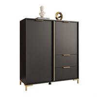 KOMMODE LARETTO 2D2S anthrazit - Schwarz, Holzwerkstoff (103/117.4/40cm) - Lookway