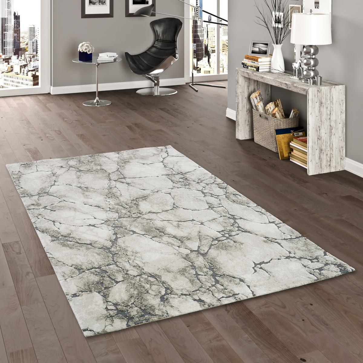 VENEZIA LUXUS DESIGNER TEPPICH MARMOR OPITK - Grau, Textil (120/170cm) - Pergamon