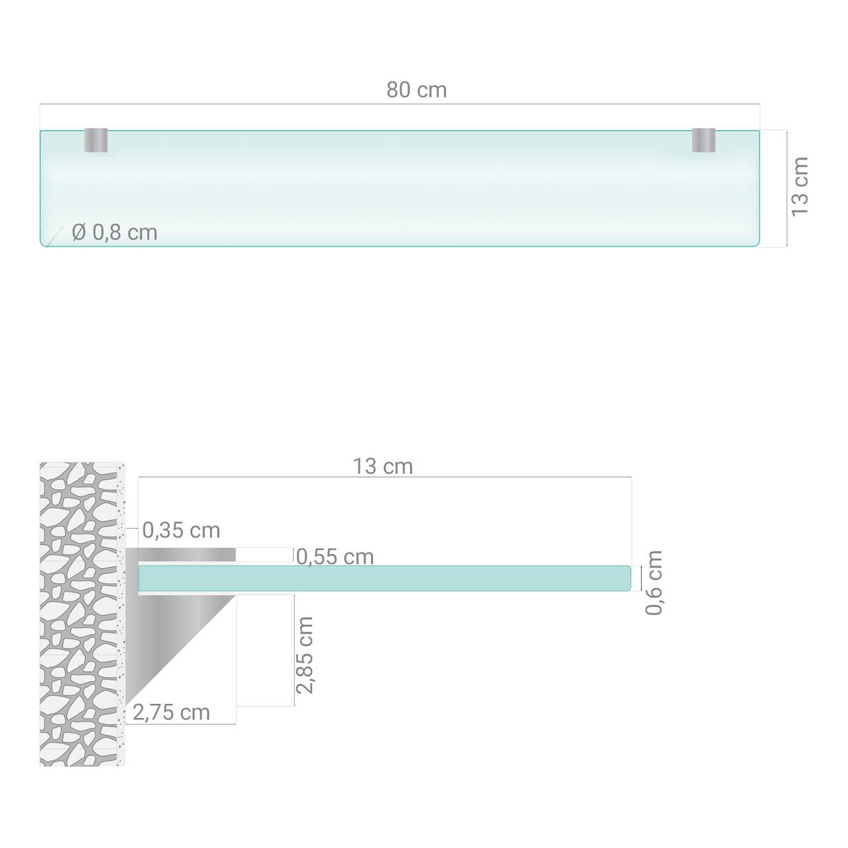 GLASREGAL Milchglas - 80x13 cm - Transparent, Glas (80/0.6/13cm) - TULUP