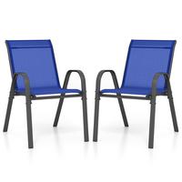 GARTENSTÜHLE Blau(2er-Set) - Blau, Metall (70/84/56cm) - COSTWAY