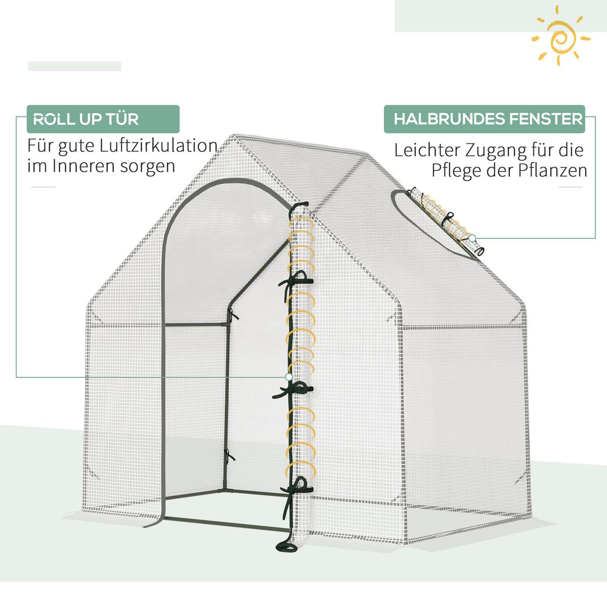 GEWÄCHSHAUS, 180L x 100B x 168H cm - Weiß, Metall (100/168/180cm) - Outsunny