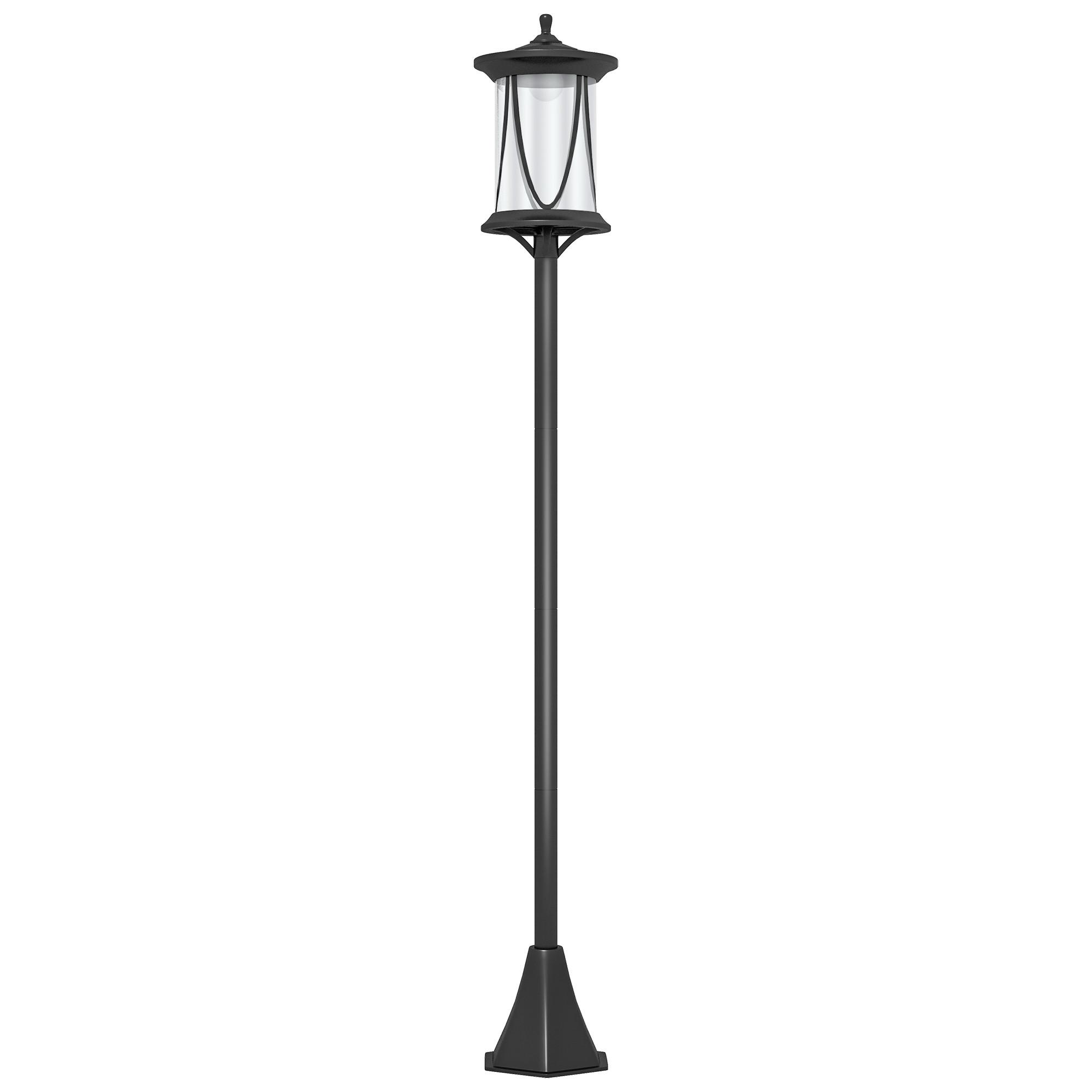 SOLAR Gartenlaterne 127 cm Gartenlampe mit Kaltweiß LED Licht für Außen, Schwarz - Schwarz, Kunststoff (17/17/127cm) - Outsunny