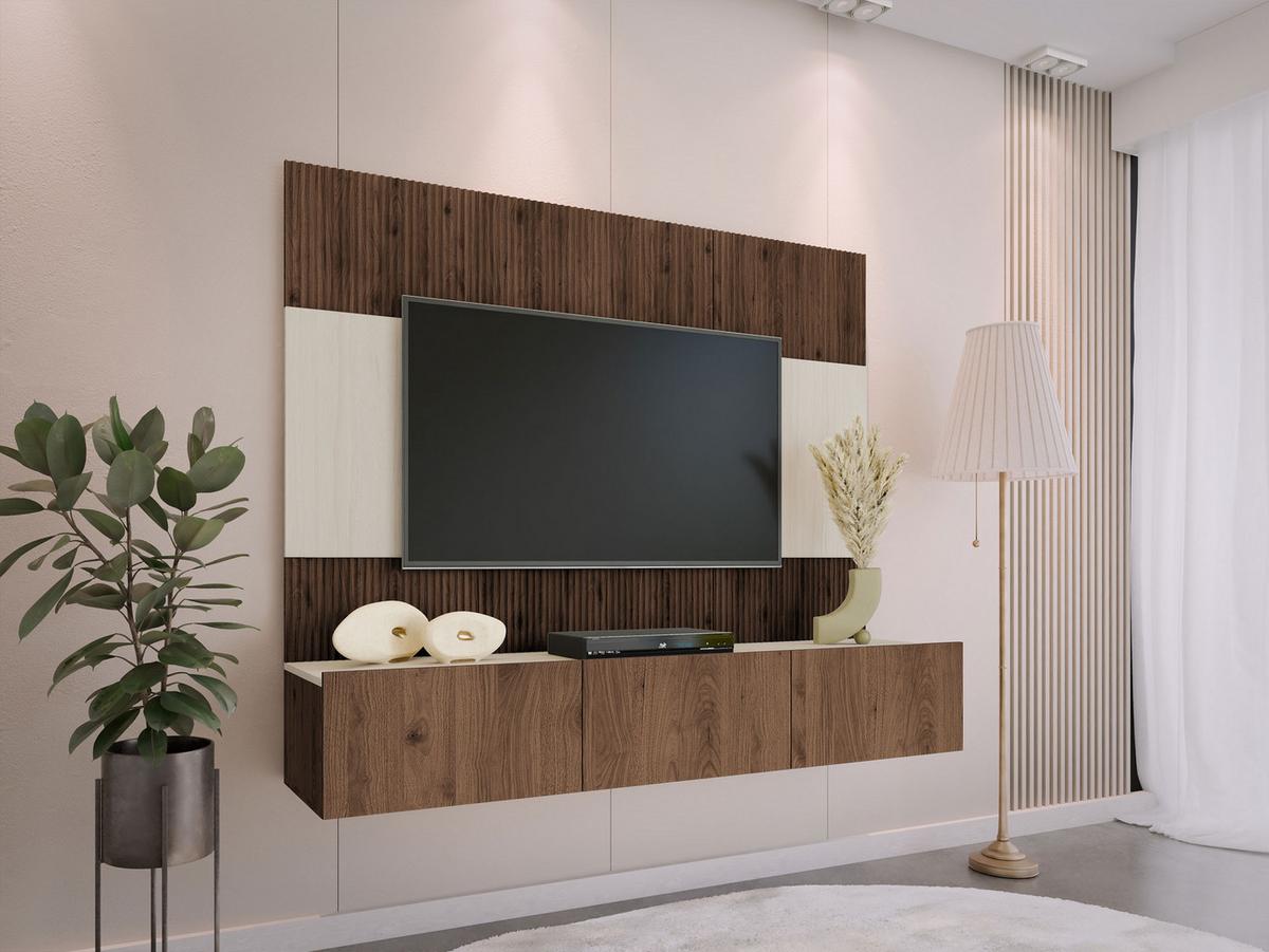 WOHNWAND Deromi III - Braun, Holzwerkstoff (180/150/38cm) - MIRJAN24