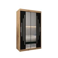 SCHWEBETÜRENSCHRANK 200/120/62 2-türig - Silberfarben/Schwarz, Holz/Kunststoff (120/200/62cm) - Abiks Möbel
