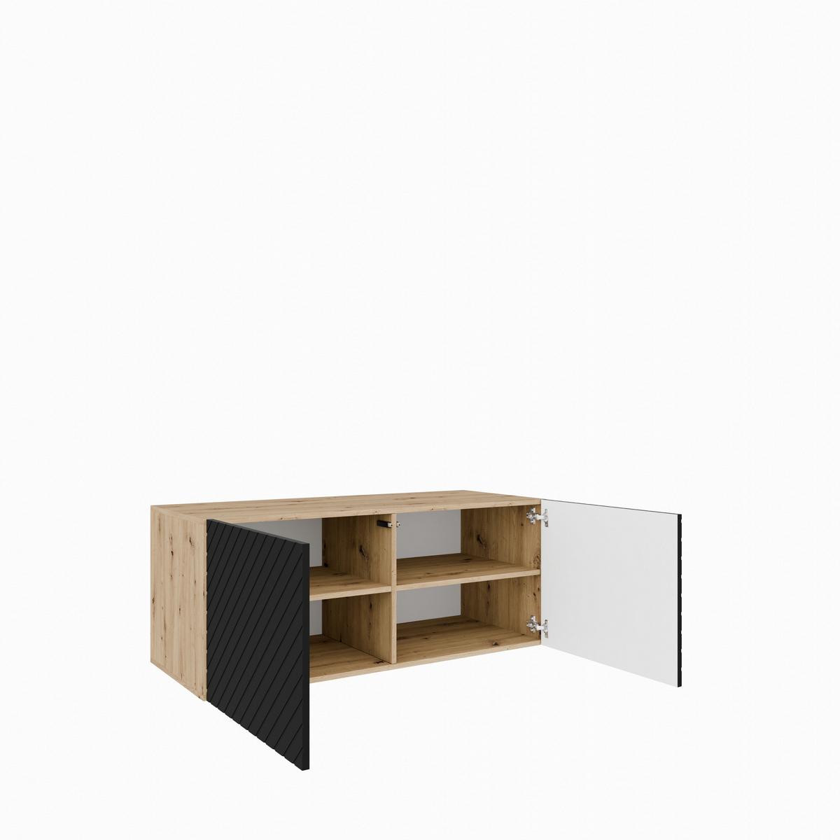LOWBOARD CAVA 100/41/40 cm, Hängender TV-Schrank Eiche Artisan - Schwarz/Eiche Artisan, Holzwerkstoff (100/41/40cm) - MASSENO
