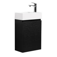 GÄSTE-WC-MÖBELSET Angela 2 Teile Schwarz Holz - 40 x 22 x 64 cm - Schwarz, Holz (40/52/22cm) - Badplaats